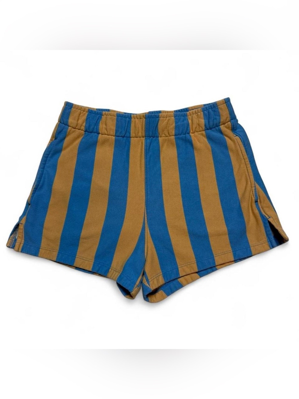 Madewell MWL Striped Pull-On Shorts Blue & Tan Womens Size XS High Rise - Picture 2 of 8